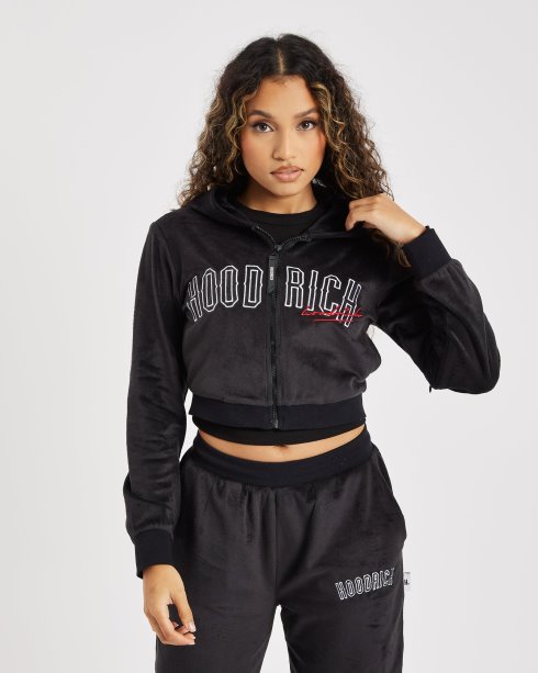 Og Stage Veludo Cropped Capuz Hoodrich Preto/branco/lichia